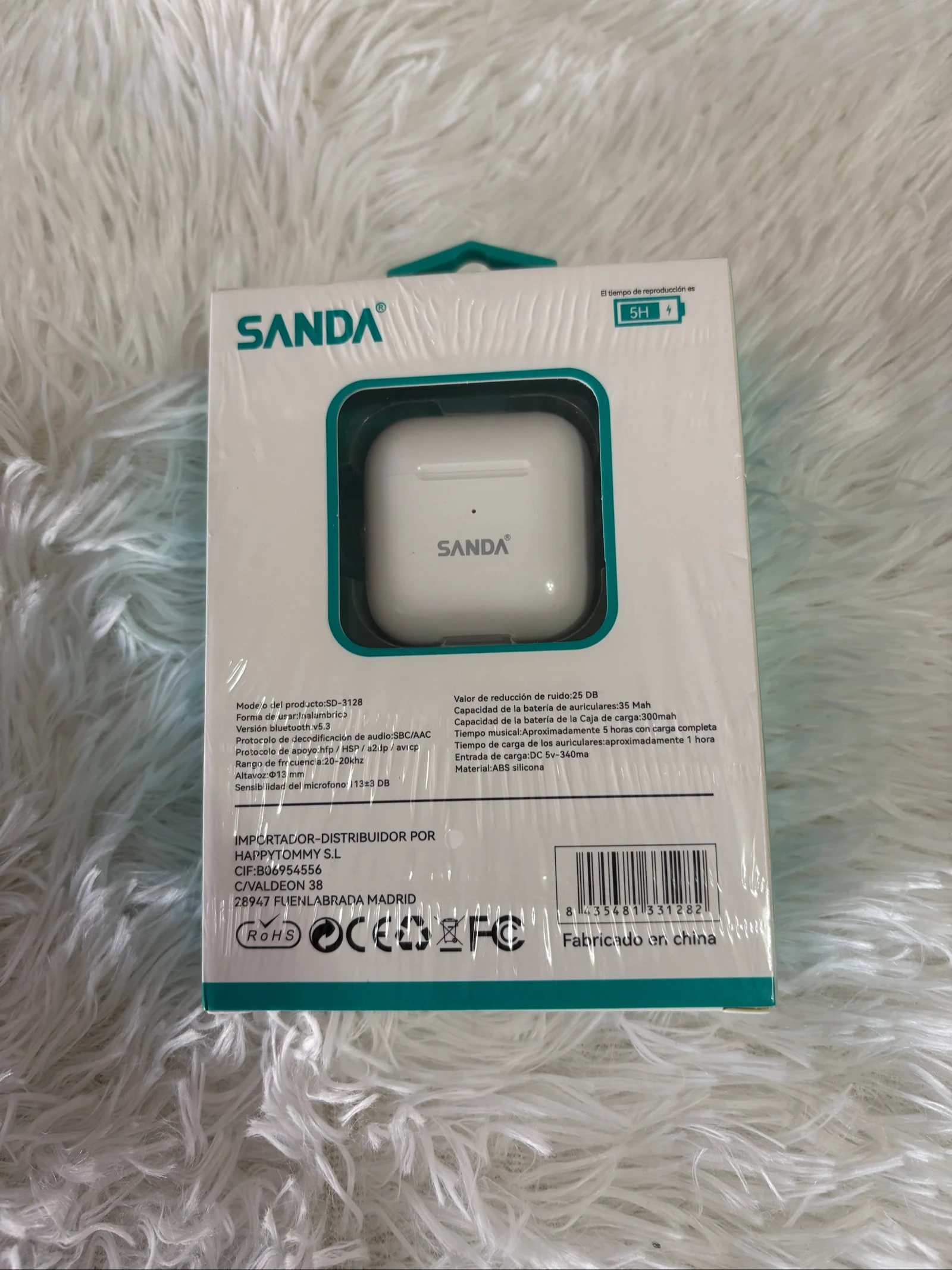 Witte Bluetooth-hoofdtelefoon Sanda – photo 2